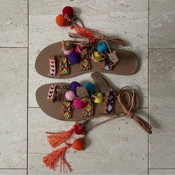Shoes - NEW Pom Pom Greek Sandals